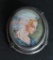 Artist signed hand painted cameo pin pendant in 800 silver setting, 1 1/4