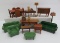 15 pieces of wooden doll house furniture and lamps and radio