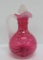 Fenton Cranberry drapery pattern jug with stopper, 7