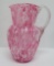 Cranberry glass spatterware pitcher, 6 1/2