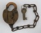 Fram Railroad lock with chain and key, GB & W