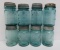 Eight blue Ball pint size canning jars with 7 zinc lids