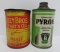 Riley Bros That's Oil can and Pyroil B Crank case oil can, great colors