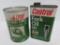 Castrol Fork oil 50 tin and Grand Prix motorcycle oil, two cycle cardboard