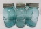 Six quart blue Ball Perfect canning jars with zinc lids