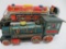 Two battery operated Modern Toys train engines, tin litho, 13