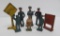 Metal figures and traffic signs, police, gas station attendant, 2