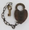 Vadalia Railroad lock with key and chain 4 1/2