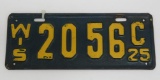 Pair of 1925 Wisconsin license plate, 12 1/2