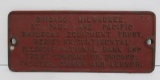 Chicago Milwaukee St Paul Box Car cast iron name plate, 13