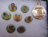 Seven vintage baseball pin back buttons, 3/4