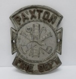 Paxton Fire Dept car badge, Gorham Fire Equipment Co, 5
