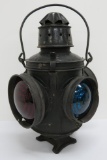 Four lenses switchmen's Railroad lantern, C M StP Railroad, 15 1/2