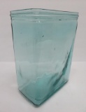 Large glass battery jar, aqua