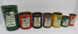 Seven American Can Company measuring cans, colorful