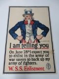 Uncle Sam WSS Enlistment poster, original WWI, 