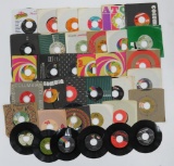 About 36 vinyl records, 45 rpm, 1970's artists
