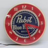 Pabst Blue Ribbon Beer clock, working clock, no light, 16