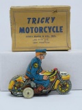 Tricky Motorcycle, Louis Marx, with box, 4 1/2