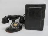 Western Electric bakelite style table desk telephone with wall ringer