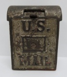 US Mailbox cast iron still bank, 3 1/4