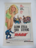 1966 Columbia Movie Poster, RAGE, Glenn Ford and Stella Stevens, 27