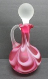 Cranberry jug cruet with applied handle, 7