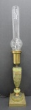 Interesting marble table top lamp with flicker bulb, 22 1/2