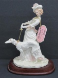 Les Femmes figurine by Arnart, woman and greyhound, 8 1/2