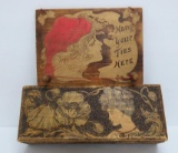 Flemish art pyrography box and tie holder