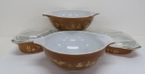 4 pieces of vintage Pyrex American Cinderella bowls and oval covered casseroles