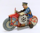 Louis Marx tin litho wind up Motorcycle toy, 8 1/2