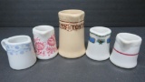 Four mini creamers, Railroad dining car china, resturantware, 2 to 3 1/2