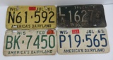 Four Wisconsin license plates, c 1960's, 12
