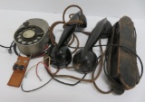 Telephone testing equipment, two handsets and rotary dial