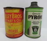 Riley Bros That's Oil can and Pyroil B Crank case oil can, great colors