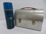 Industrial metal dome top lunch box and thermos, Thermos Brand, 10