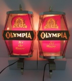 Two Olympia beer advertising sconces, 16