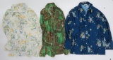 Three silky long sleeve 1970's/80's shirts, XL and L