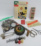 Vintage buttons, thimbles and 3 1/2