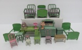 18 pieces of metal Tootsie Toy doll house furniture, bedroom furniture, 1