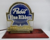 Pabst Blue Ribbon beer light, working, 12
