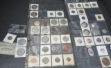 About 60 tokens, coin, and military pins