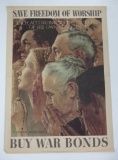 Save Freedom of Worship Buy War Bonds, Norman Rockwell poster, OWI #43