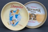 Two retro Olympia beer trays, 13