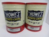 Two large Howes metal chip tins, 2 lbs, 12 1/2
