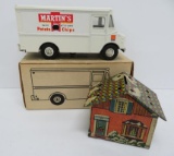 Ertl Martin Potato Chip delivery van still bank with box and chalet bank