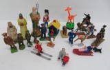 Assorted toy soldiers and figures, metal, chalk and plastic, and vintage toys