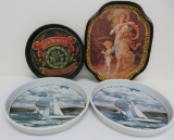 Four retro reproduction beer trays