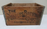 Peoples Brewing Co wood beer crate, Oshkosh Wis, 18
